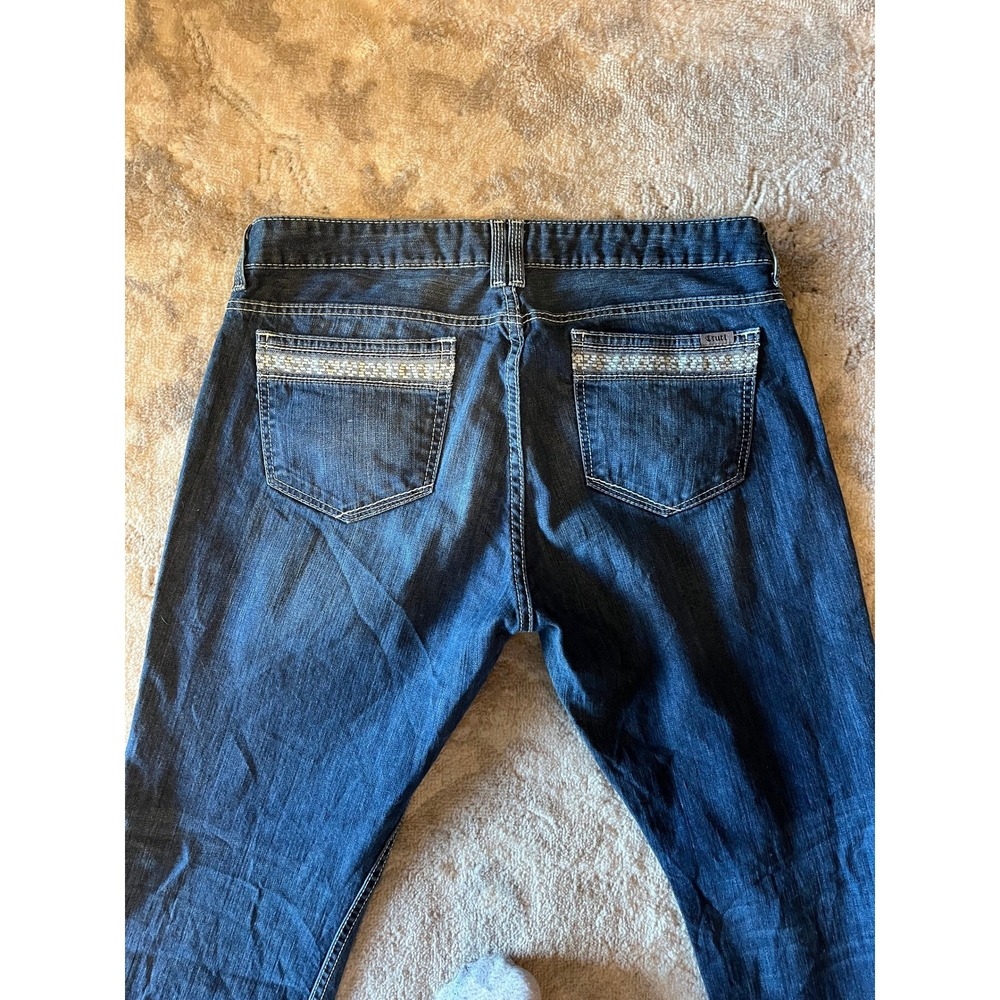 Vintage Y2K Cruel Girl Abby Jeans Wide Leg Dark Wash Western Embroidered Hem